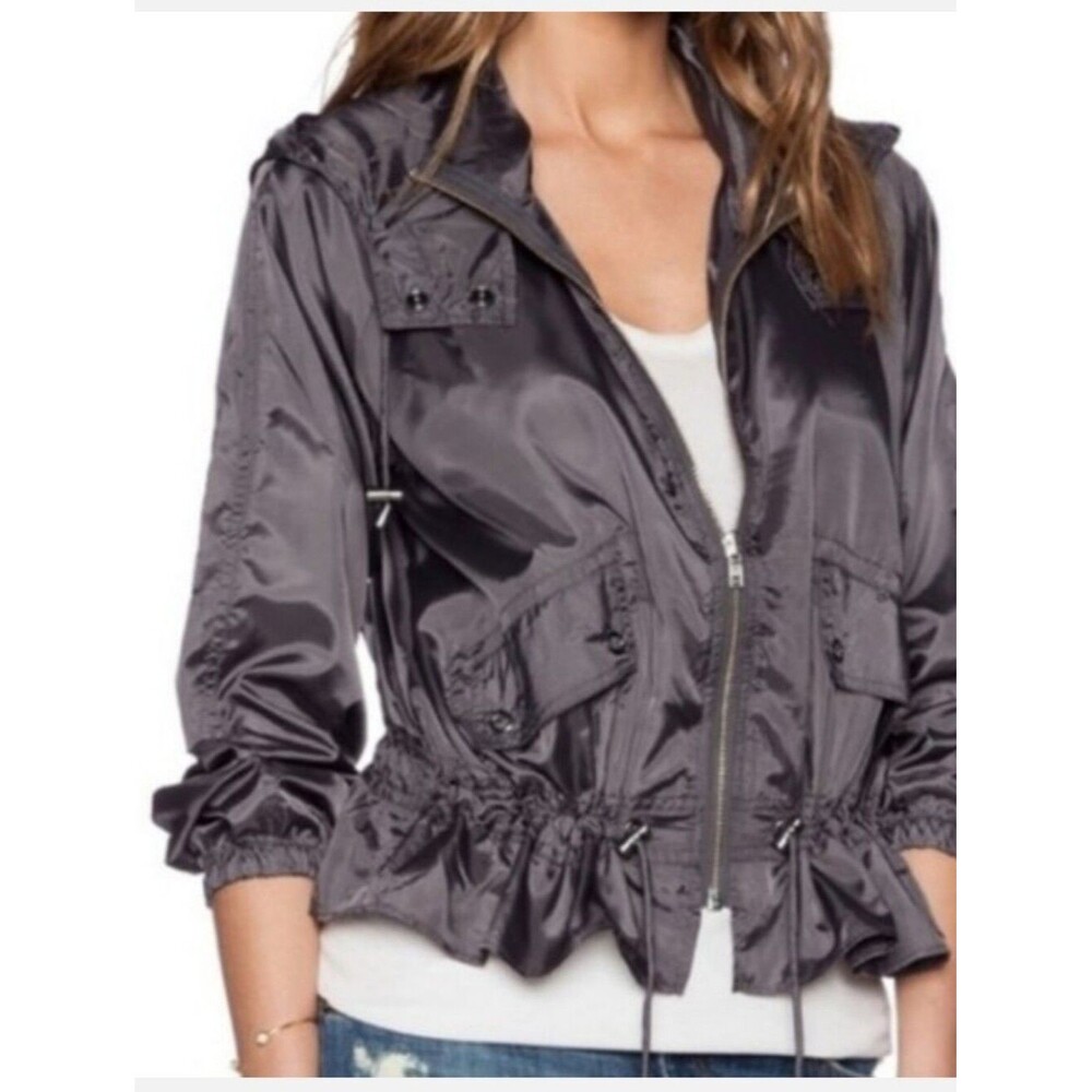 Free People Ripstop Windbreaker Parachute Jacket - Charcoal